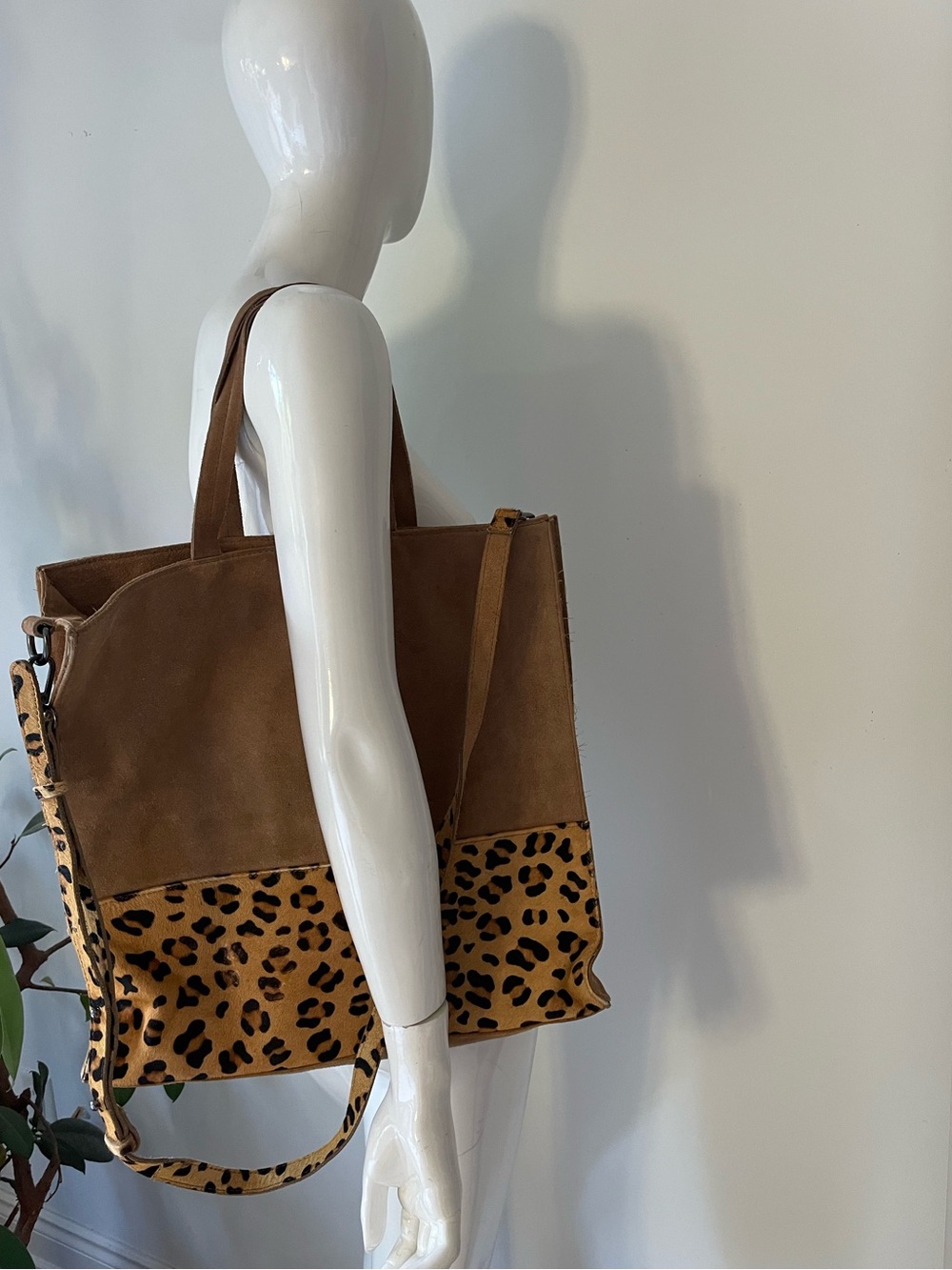 Stella Forest Leopard Haircalf & Suede Leather Tote Bag | Genuine Leather